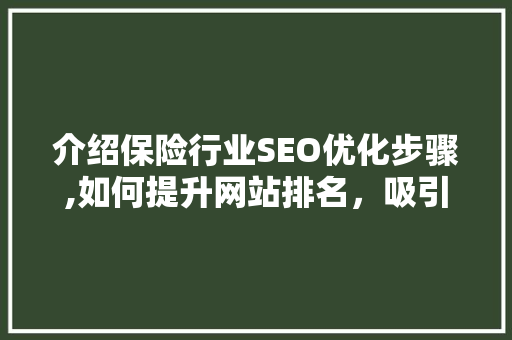 介绍保险行业SEO优化步骤,如何提升网站排名，吸引潜在客户