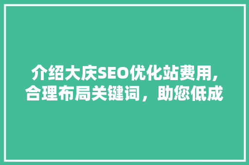 介绍大庆SEO优化站费用,合理布局关键词，助您低成本提升网站排名
