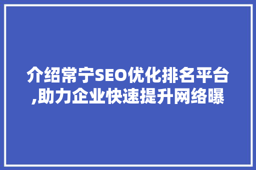 介绍常宁SEO优化排名平台,助力企业快速提升网络曝光度