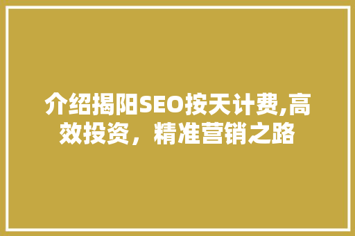 介绍揭阳SEO按天计费,高效投资，精准营销之路