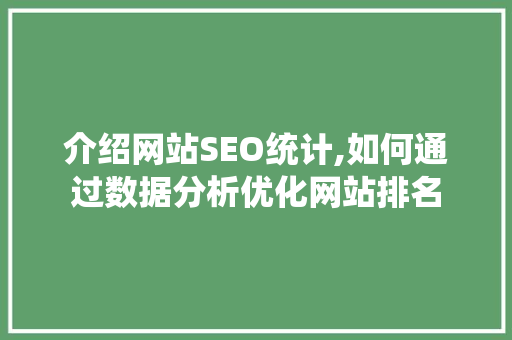 介绍网站SEO统计,如何通过数据分析优化网站排名
