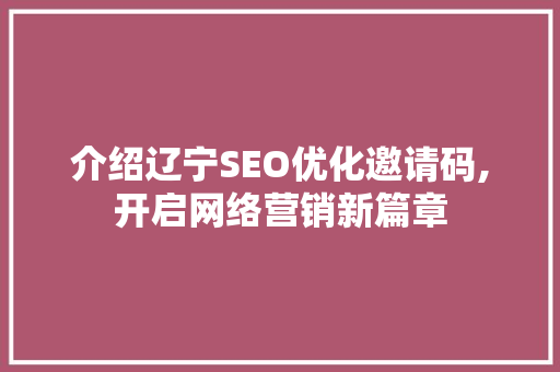 介绍辽宁SEO优化邀请码,开启网络营销新篇章