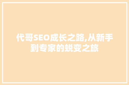 代哥SEO成长之路,从新手到专家的蜕变之旅