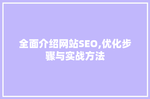 全面介绍网站SEO,优化步骤与实战方法
