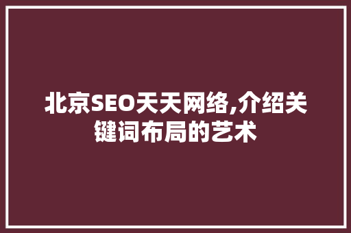 北京SEO天天网络,介绍关键词布局的艺术