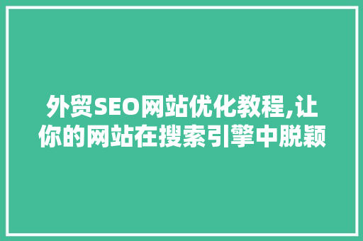 外贸SEO网站优化教程,让你的网站在搜索引擎中脱颖而出