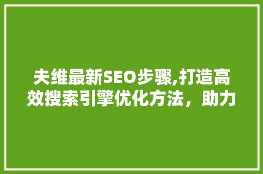 夫维最新SEO步骤,打造高效搜索引擎优化方法，助力企业腾飞