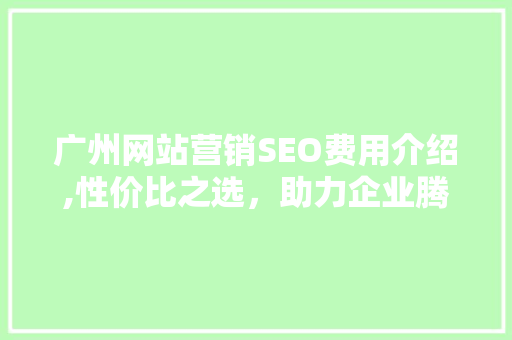 广州网站营销SEO费用介绍,性价比之选，助力企业腾飞