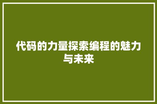 代码的力量探索编程的魅力与未来