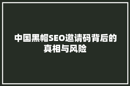 中国黑帽SEO邀请码背后的真相与风险