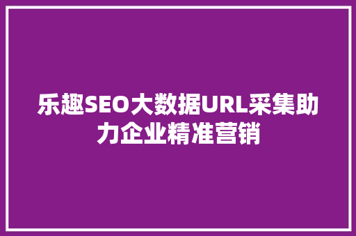 乐趣SEO大数据URL采集助力企业精准营销