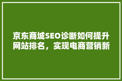 京东商城SEO诊断如何提升网站排名，实现电商营销新突破