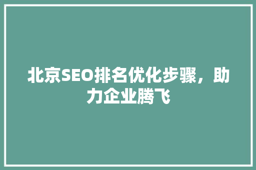 北京SEO排名优化步骤，助力企业腾飞