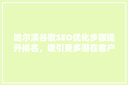 哈尔滨谷歌SEO优化步骤提升排名，吸引更多潜在客户
