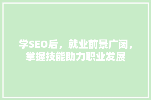 学SEO后，就业前景广阔，掌握技能助力职业发展