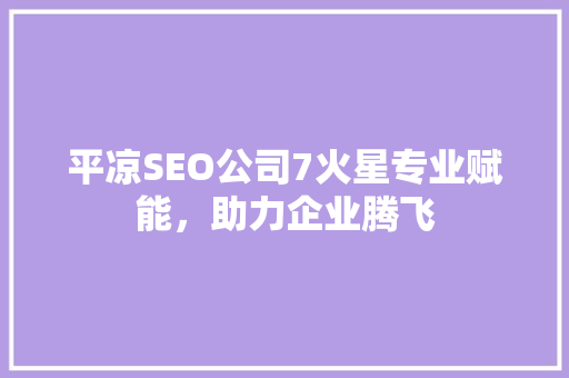 平凉SEO公司7火星专业赋能，助力企业腾飞