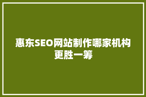 惠东SEO网站制作哪家机构更胜一筹