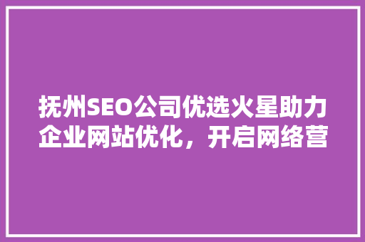 抚州SEO公司优选火星助力企业网站优化，开启网络营销新篇章