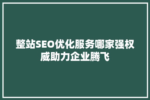 整站SEO优化服务哪家强权威助力企业腾飞