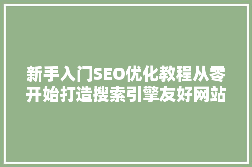 新手入门SEO优化教程从零开始打造搜索引擎友好网站