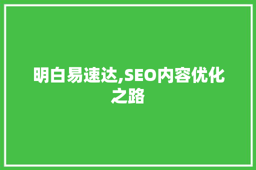 明白易速达,SEO内容优化之路