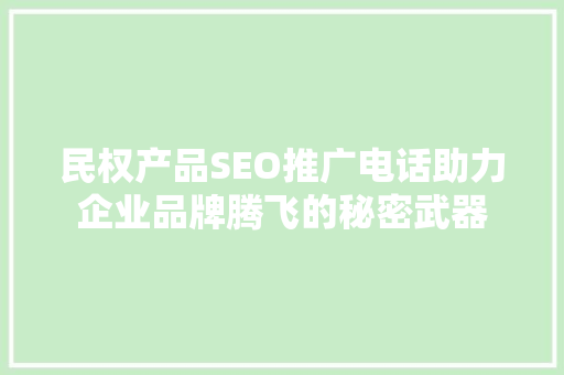 民权产品SEO推广电话助力企业品牌腾飞的秘密武器