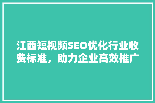 江西短视频SEO优化行业收费标准，助力企业高效推广