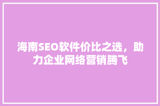 海南SEO软件价比之选，助力企业网络营销腾飞  第1张