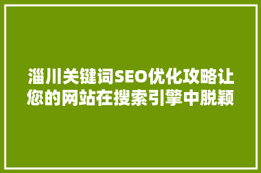 淄川关键词SEO优化攻略让您的网站在搜索引擎中脱颖而出