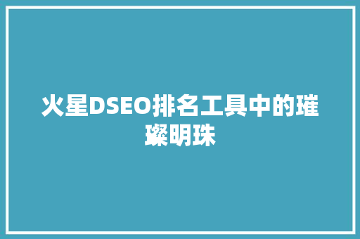 火星DSEO排名工具中的璀璨明珠