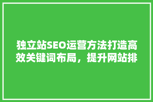 独立站SEO运营方法打造高效关键词布局，提升网站排名与流量