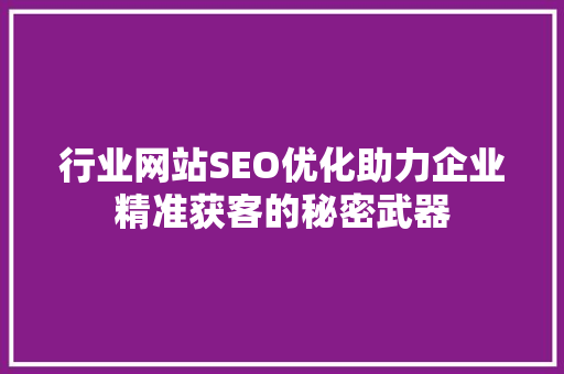 行业网站SEO优化助力企业精准获客的秘密武器