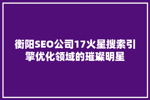 衡阳SEO公司17火星搜索引擎优化领域的璀璨明星  第1张