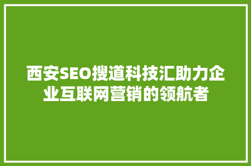 西安SEO搜道科技汇助力企业互联网营销的领航者