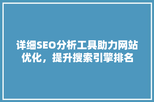 详细SEO分析工具助力网站优化，提升搜索引擎排名