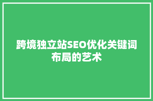 跨境独立站SEO优化关键词布局的艺术