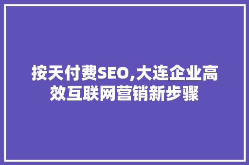 按天付费SEO,大连企业高效互联网营销新步骤  第1张