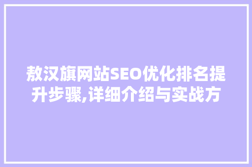 敖汉旗网站SEO优化排名提升步骤,详细介绍与实战方法  第1张