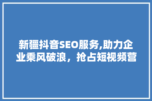 新疆抖音SEO服务,助力企业乘风破浪，抢占短视频营销新蓝海
