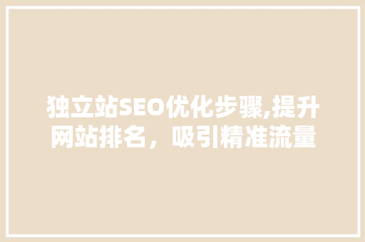 独立站SEO优化步骤,提升网站排名，吸引精准流量