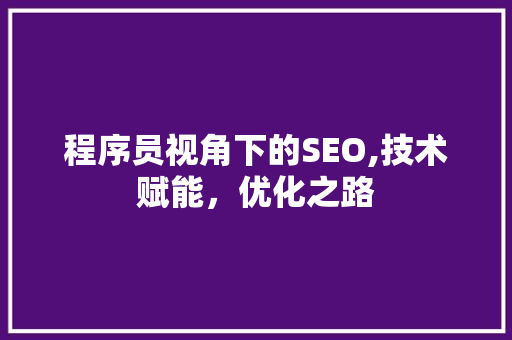 程序员视角下的SEO,技术赋能，优化之路