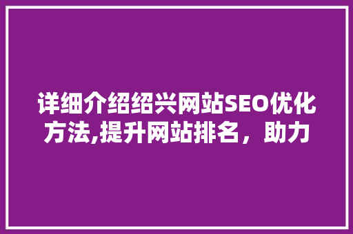 详细介绍绍兴网站SEO优化方法,提升网站排名，助力企业腾飞