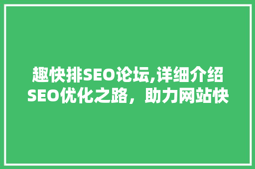 趣快排SEO论坛,详细介绍SEO优化之路，助力网站快速崛起  第1张