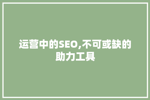 运营中的SEO,不可或缺的助力工具