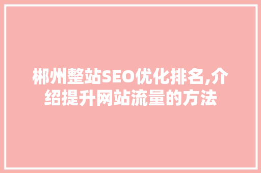 郴州整站SEO优化排名,介绍提升网站流量的方法  第1张