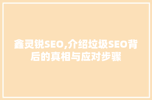 鑫灵锐SEO,介绍垃圾SEO背后的真相与应对步骤  第1张