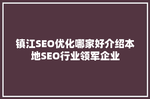 镇江SEO优化哪家好介绍本地SEO行业领军企业