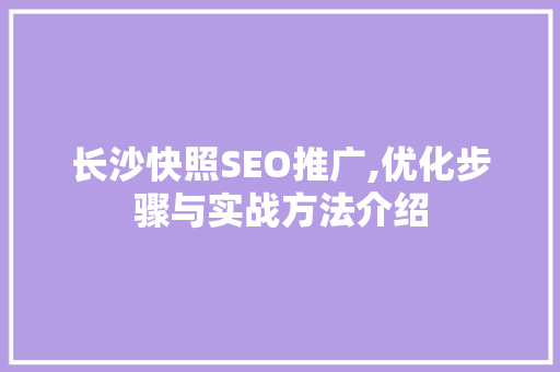 长沙快照SEO推广,优化步骤与实战方法介绍