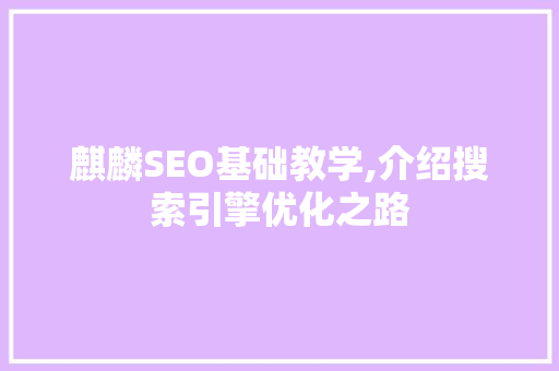 麒麟SEO基础教学,介绍搜索引擎优化之路  第1张