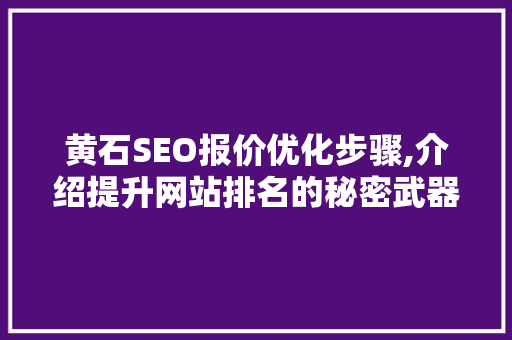 黄石SEO报价优化步骤,介绍提升网站排名的秘密武器